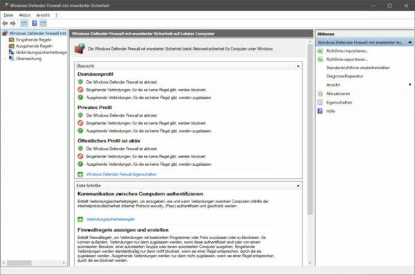 Windows Firewall konfigurieren Windows Firewall konfigurieren