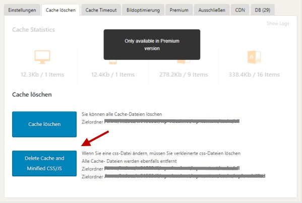 wp fastest cache loeschen Cache löschen