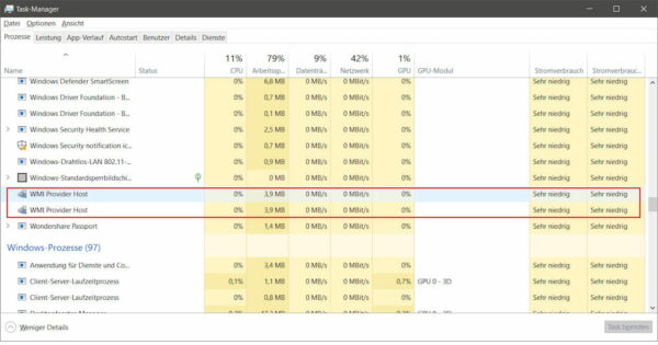 hohe CPU-Auslastung durch den WMI Provider Host hohe CPU-Auslastung durch den WMI Provider Host