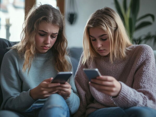 Wie du anderen helfen kannst, Cybermobbing zu verhindern Teenager tröstet einen Freund, der wegen Cybermobbing beleidigende Nachrichten auf dem Smartphone erhalten hat