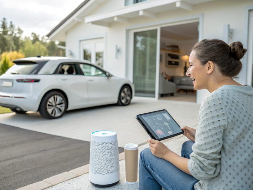 KI im Alltag: Smarte Geräte, autonome Fahrzeuge und moderne Technologie in einem realistischen Alltagsszenario