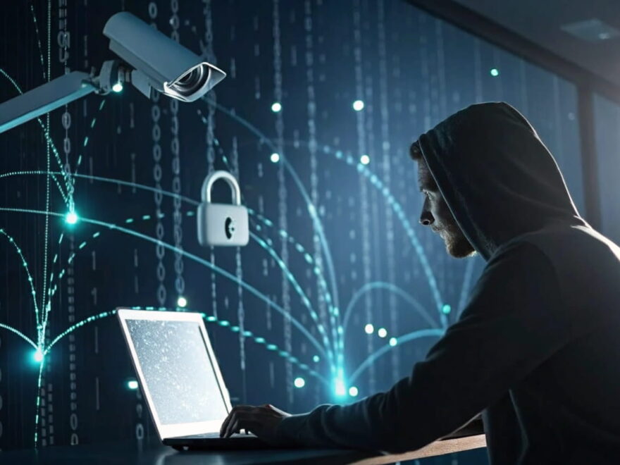 Warum Datenschutz bei anonyme Suchmaschinen wichtig ist – Symbolbild mit Suchmaschine, Tracking-Daten und Privatsphäre-Symbolen.