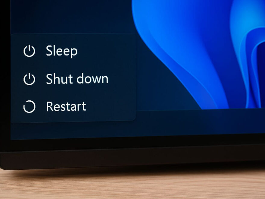 Windows-Energiesparmodus im Startmenü eines PCs ausgewählt